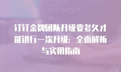 钉钉金牌团队升级要多久才能进行一次升级：全面解析与实用指南