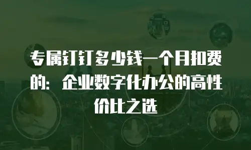 专属钉钉多少钱一个月扣费的：企业数字化办公的高性价比之选