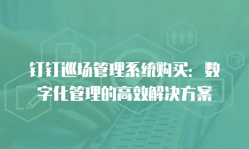 钉钉巡场管理系统购买：数字化管理的高效解决方案