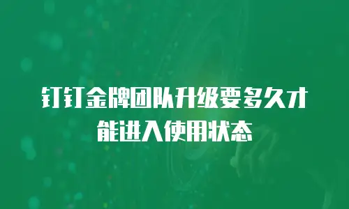 钉钉金牌团队升级要多久才能进入使用状态