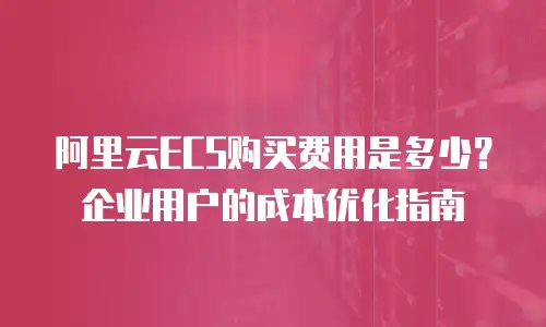 阿里云ECS购买费用是多少？企业用户的成本优化指南