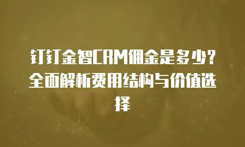 钉钉金智CRM佣金是多少？全面解析费用结构与价值选择
