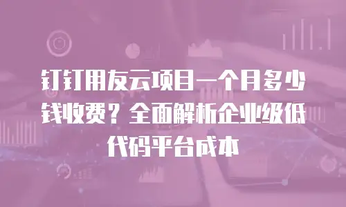 钉钉用友云项目一个月多少钱收费？全面解析企业级低代码平台成本
