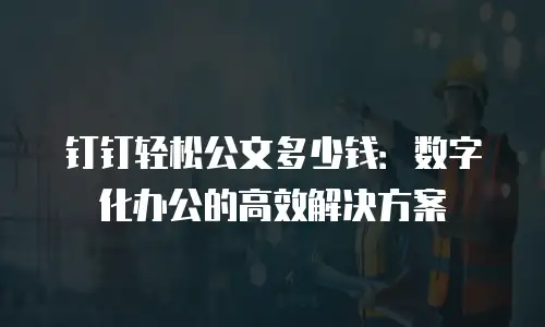 钉钉轻松公文多少钱：数字化办公的高效解决方案