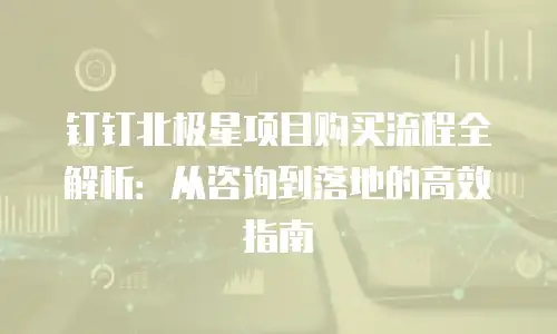 钉钉北极星项目购买流程全解析：从咨询到落地的高效指南