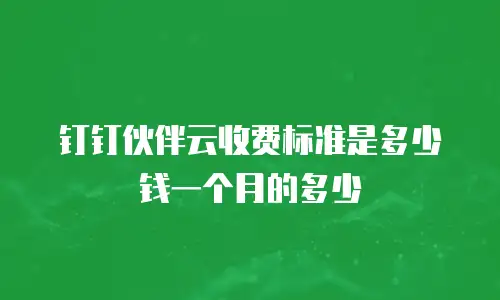 钉钉伙伴云收费标准是多少钱一个月的多少