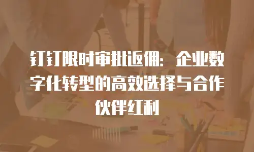 钉钉限时审批返佣：企业数字化转型的高效选择与合作伙伴红利