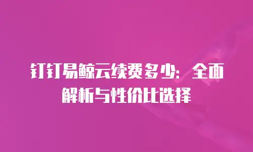 钉钉易鲸云续费多少：全面解析与性价比选择