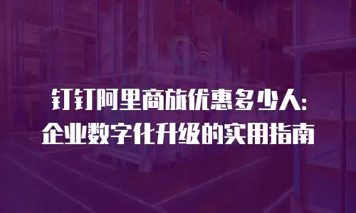 钉钉阿里商旅优惠多少人：企业数字化升级的实用指南