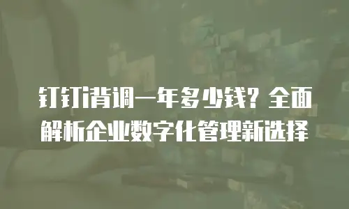 钉钉i背调一年多少钱？全面解析企业数字化管理新选择