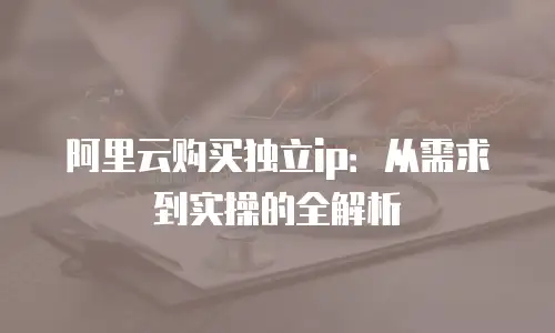 阿里云购买独立ip：从需求到实操的全解析