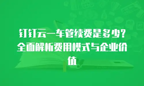 钉钉云一车管续费是多少？全面解析费用模式与企业价值