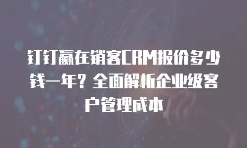 钉钉赢在销客CRM报价多少钱一年？全面解析企业级客户管理成本