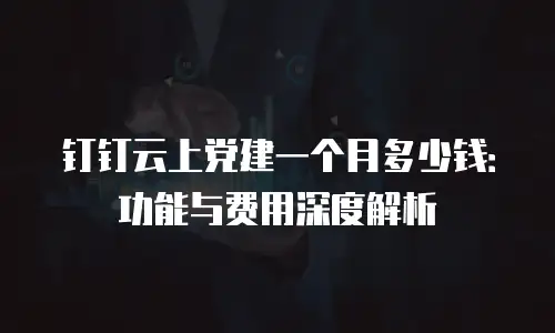 钉钉云上党建一个月多少钱：功能与费用深度解析