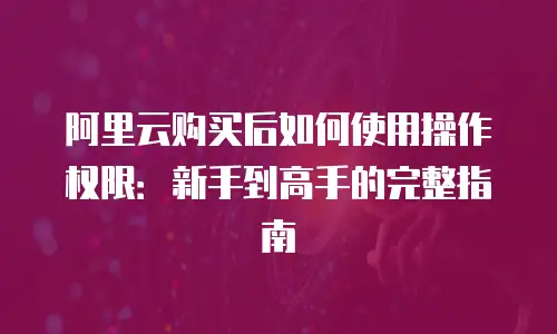 阿里云购买后如何使用操作权限：新手到高手的完整指南