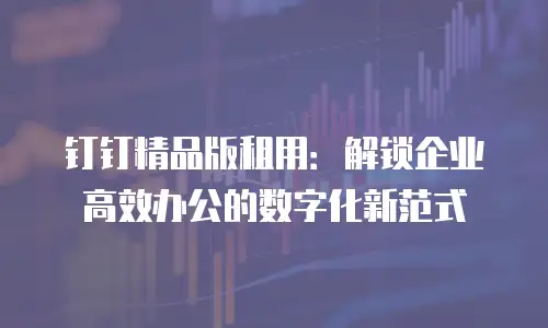 钉钉精品版租用：解锁企业高效办公的数字化新范式