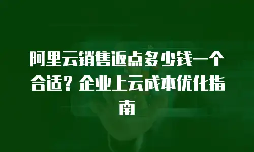 阿里云销售返点多少钱一个合适？企业上云成本优化指南