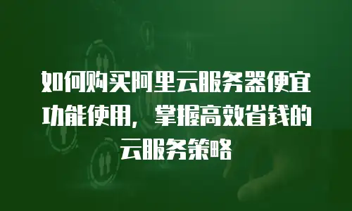 如何购买阿里云服务器便宜功能使用，掌握高效省钱的云服务策略