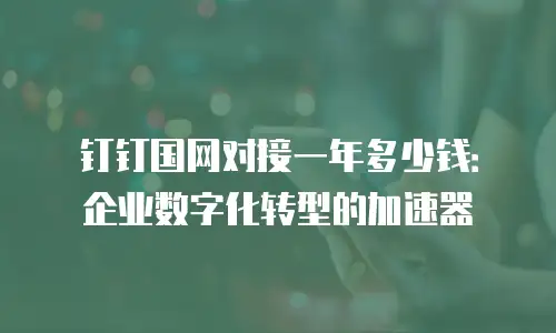 钉钉国网对接一年多少钱：企业数字化转型的加速器
