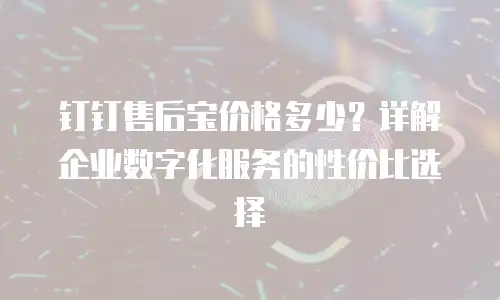钉钉售后宝价格多少？详解企业数字化服务的性价比选择
