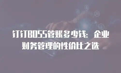 钉钉BOSS管账多少钱：企业财务管理的性价比之选