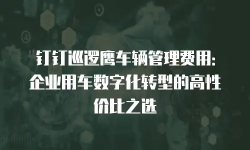 钉钉巡逻鹰车辆管理费用：企业用车数字化转型的高性价比之选