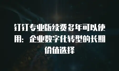 钉钉专业版续费多年可以使用：企业数字化转型的长期价值选择