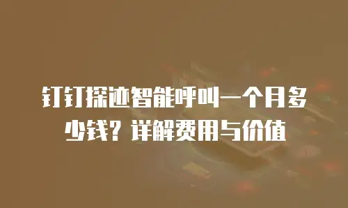 钉钉探迹智能呼叫一个月多少钱？详解费用与价值