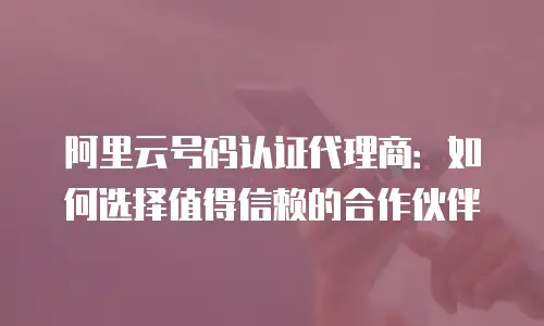 阿里云号码认证代理商：如何选择值得信赖的合作伙伴