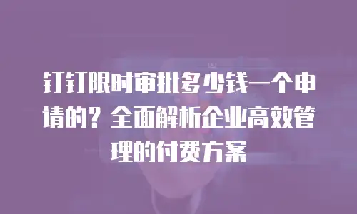 钉钉限时审批多少钱一个申请的？全面解析企业高效管理的付费方案
