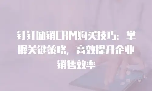 钉钉励销CRM购买技巧：掌握关键策略，高效提升企业销售效率