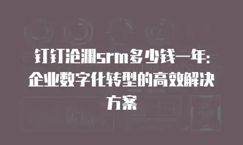 钉钉沧渊srm多少钱一年：企业数字化转型的高效解决方案