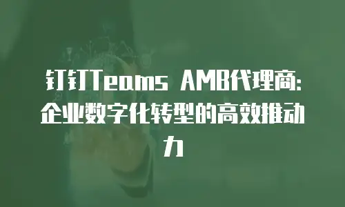 钉钉Teams AMB代理商：企业数字化转型的高效推动力