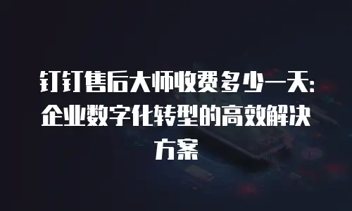 钉钉售后大师收费多少一天：企业数字化转型的高效解决方案