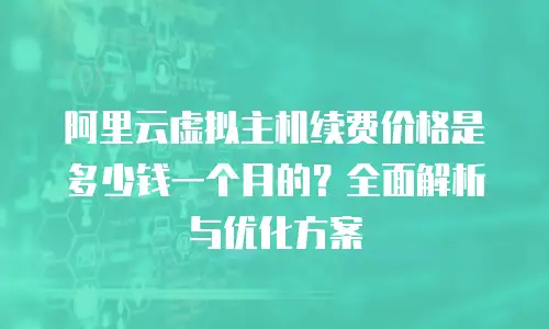 阿里云虚拟主机续费价格是多少钱一个月的？全面解析与优化方案