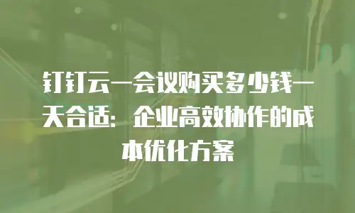 钉钉云一会议购买多少钱一天合适：企业高效协作的成本优化方案