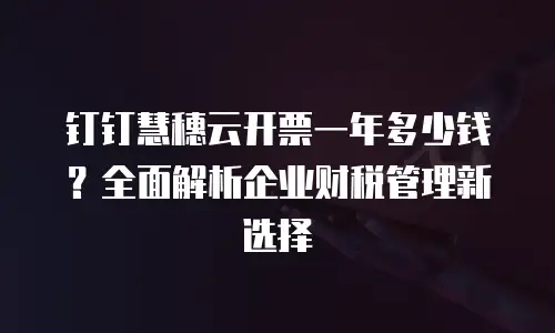 钉钉慧穗云开票一年多少钱？全面解析企业财税管理新选择