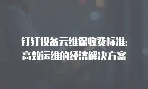 钉钉设备云维保收费标准：高效运维的经济解决方案