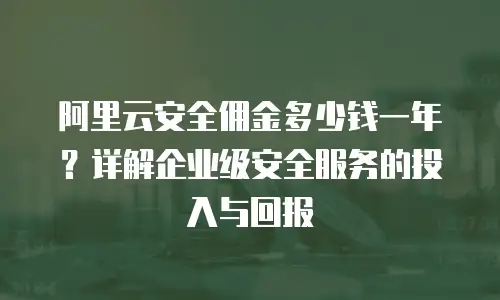 阿里云安全佣金多少钱一年？详解企业级安全服务的投入与回报
