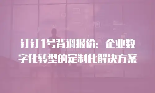 钉钉1号背调报价：企业数字化转型的定制化解决方案