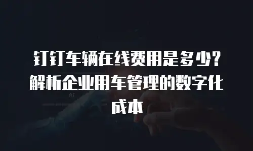 钉钉车辆在线费用是多少？解析企业用车管理的数字化成本