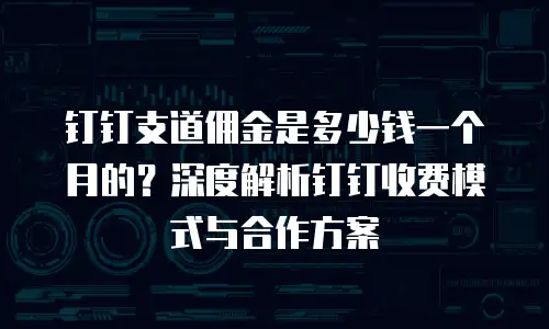 钉钉支道佣金是多少钱一个月的？深度解析钉钉收费模式与合作方案