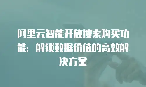 阿里云智能开放搜索购买功能：解锁数据价值的高效解决方案
