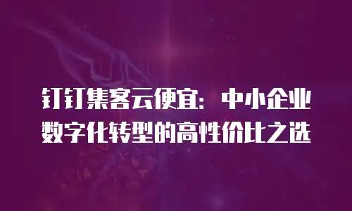钉钉集客云便宜：中小企业数字化转型的高性价比之选