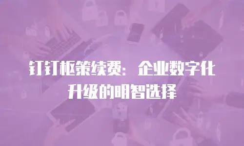 钉钉枢策续费：企业数字化升级的明智选择