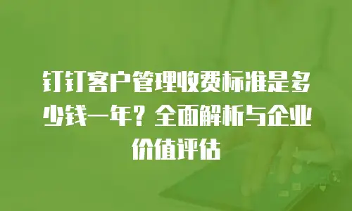 钉钉客户管理收费标准是多少钱一年？全面解析与企业价值评估