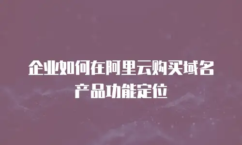 企业如何在阿里云购买域名产品功能定位