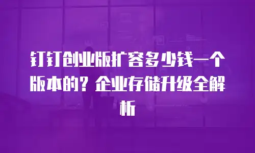 钉钉创业版扩容多少钱一个版本的？企业存储升级全解析