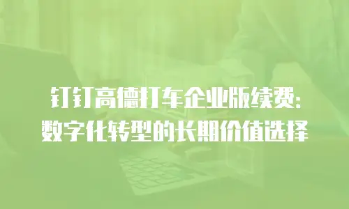 钉钉高德打车企业版续费：数字化转型的长期价值选择