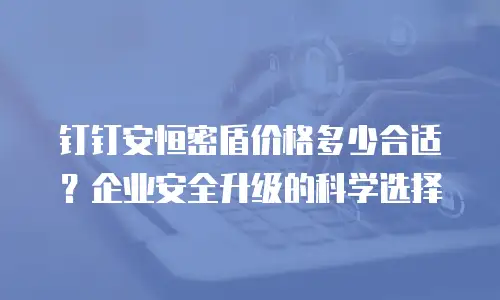 钉钉安恒密盾价格多少合适？企业安全升级的科学选择